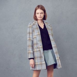 &merci Plaid Collared Neck Notched Lapel Coat
